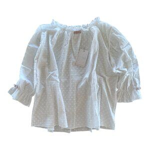 AMIKI - PAJAMAS TOP ONLY - 100%COTTON - POLKA DOTS - WHITE - NWT